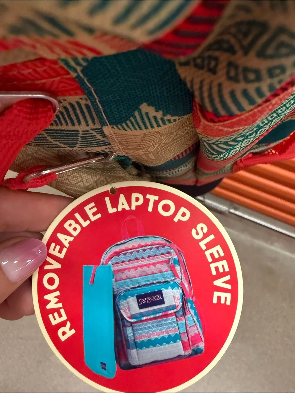 NWT JanSport Men’s Digital Student Multicolor Patterned Backpack - Red/Teal/Tan